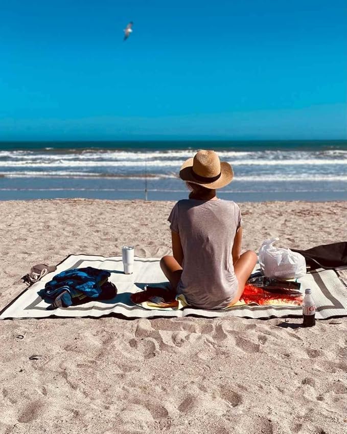 5x7 Solid Gray RV Patio Mat with Carry Bag – Extra Thick 5mm Recycled Poly Rug – Waterproof, Heavy-Duty, Reversible – Luxury Outdoor Mat for Camping, Beach (Gray with Carry Bag, 5'x7')