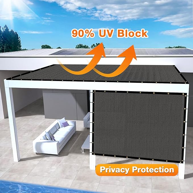 Artpuch Outdoor Pergola Shade Cover 16x24 FT Sun Shade Cloth with Grommets Dark Grey 90% UV Protection Canopy Patio Privacy Screen (Customized Available)