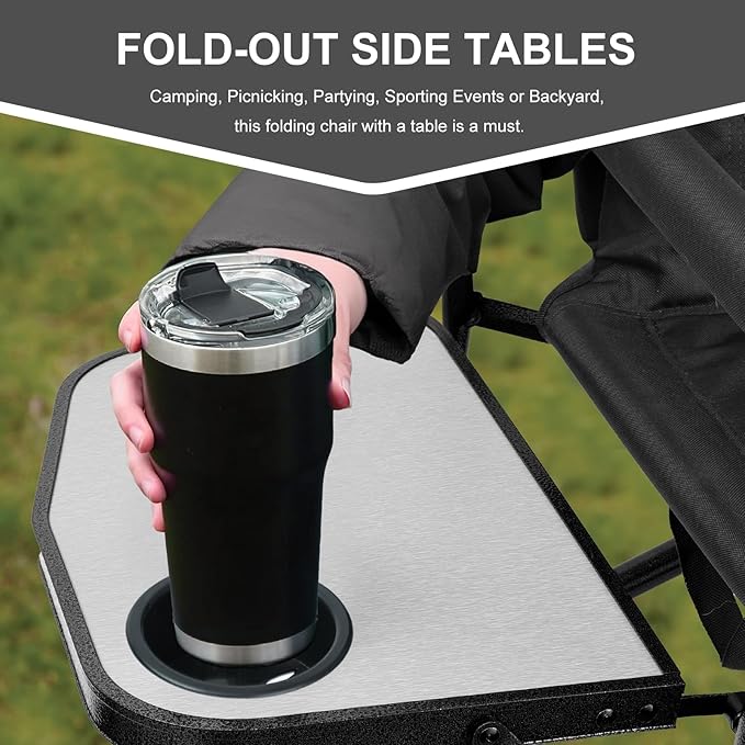 Camping Chairs, Folding Chairs for Outside, Directors Chairs Foldable Adults Heavy Duty,Support to 450LBS