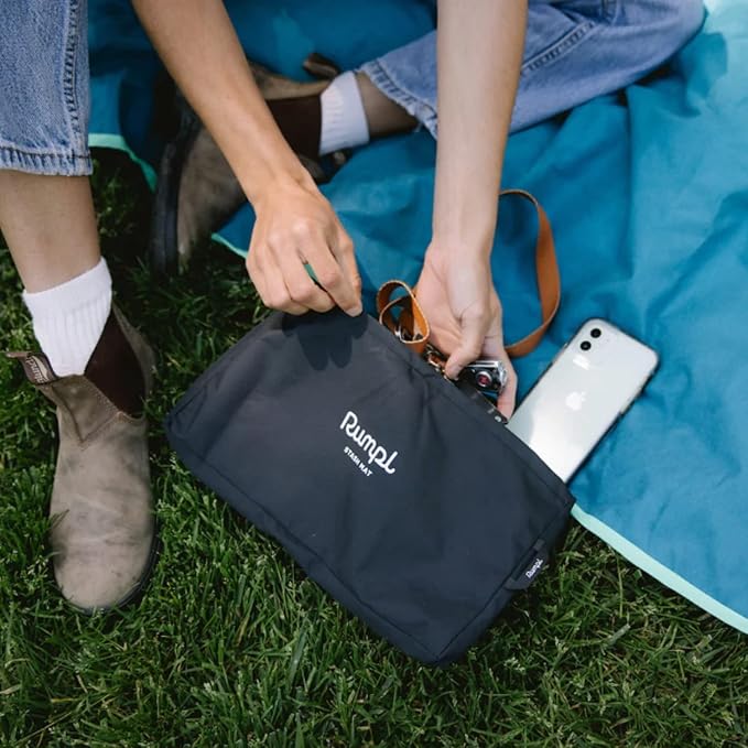 Rumpl Everywhere Mat, Waterproof Picnic Blanket and Ground Mat for Camping, Hiking, and Picnicking, 52x75 Inches, Ocean Fade