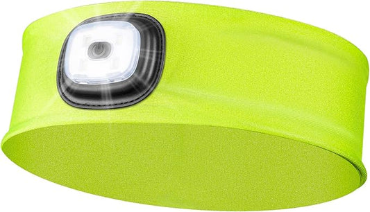 Etsfmoa Headband with LED Light,Sport Lighted Sweatband for Men and Women,Type C Rechargeable Outdoor Hairband
