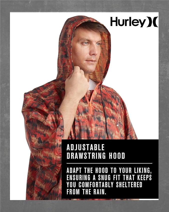 Hurley Ponchos Adult - Waterproof Rain Ponchos for Adults, Lightweight Packable Rain Poncho for Hiking, Camping & Emergency