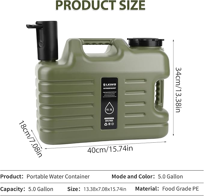 5 Gallon Water Jug with Foldable Auto Pump, BPA-Free Leak-Proof Camping Water Container Spigot, Type-C Rechargeable, Portable Water Dispenser Tank for Hiking, Outdoors & Emergency Water Storage
