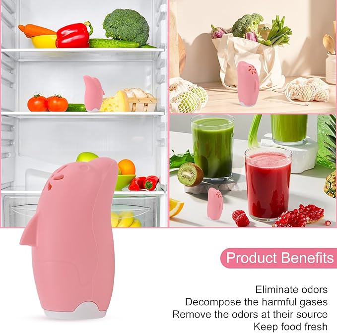 Asltw Dolphin Refrigerator Deodorizer, Refrigerator Odor Eliminator, Fridge Air Freshener, Multi-purpose Odor Eliminator for Home, Cute Gifts, Kitchen Gadgets Cute Kitchen Accessories (Pink)
