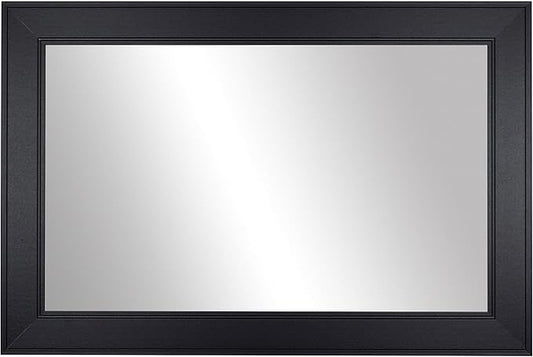 Frame My Mirror Black Framed Mirror, 24" x 36" Mirror for Bathroom, Wood Frame, True Reflections Glass, Black Finish, Porter Design, Hangs Horizontally or Vertically, Made in USA