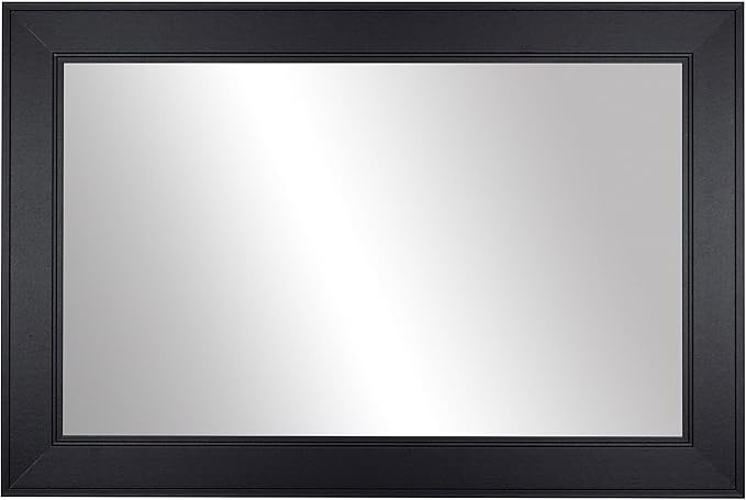 Frame My Mirror Black Framed Mirror, 20" x 36" Mirror for Bathroom, Wood Frame, True Reflections Glass, Black Finish, Porter Design, Hangs Horizontally or Vertically, Made in USA