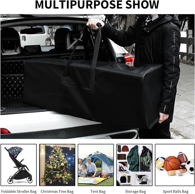 46 Inch Travel Duffle Bag Extra Large Sport Equipment Duffel Bags with 2-way Lockable Zippers(Black 46inch 2Pack)