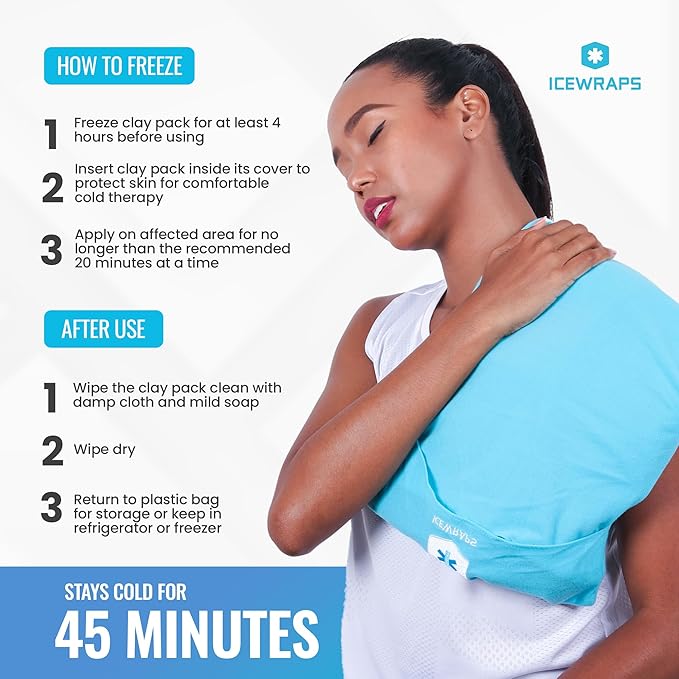 ICEWRAPS 10”x14” Reusable Ice Pack with Soft Fabric Cover - Multipurpose Flexible Cold Therapy Clay Ice Packs for Knee and Back Swelling, Injury, and Chronic Pain Relief