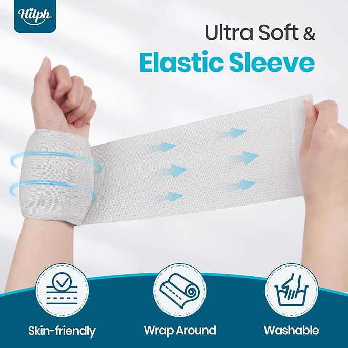 Hilph Soft Flexible Gel Ice Pack Sleeve with Strap Velcro for Injuries, Wrap Around Ice Pack with 2 Hot Cold Pack for Wrist, Head, Neck, Face, Jaw, Ankle Swelling and Sprains, Sport Injury