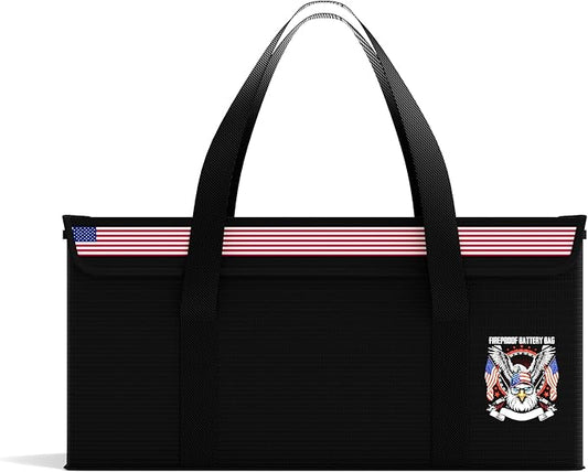 Fireproof Explosionproof Lipo Battery Safe Bag - Large Capacity Ebike Battery Storage Guard Pouch for Charging & Storage - Waterproof Protective Case for Ebike & Lithium Batteries(16.5x6.7x7.9 Inches)