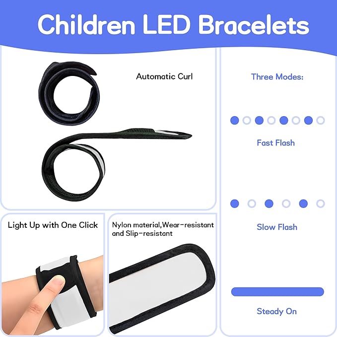 6 PCS LED Reflective Gear, LED Wristbands, LED Light Up Wristbands for Walking, Running, Jogging, Concerts, Sports, Camping, Sporting Events, Party, Rave Accessories