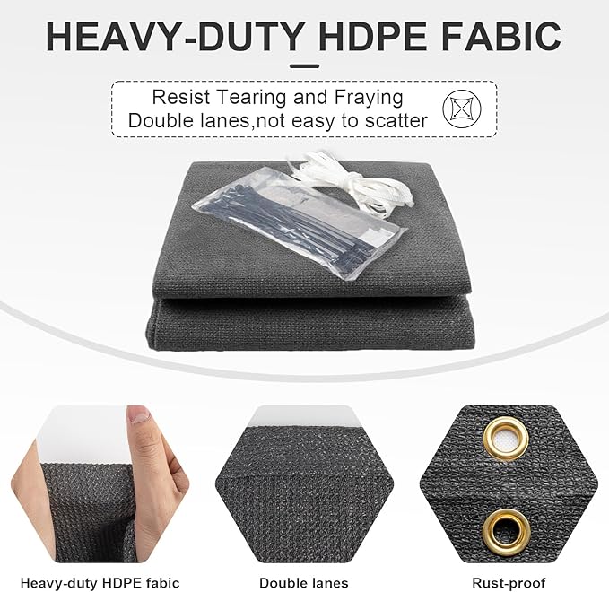 Cool Area Sun Shade Cloth with Grommets 3x8 FT Shade Panel Shade Tarp Screen Fabic for Outdoor Patio Pergola Cover Deck Garden, Dark Grey