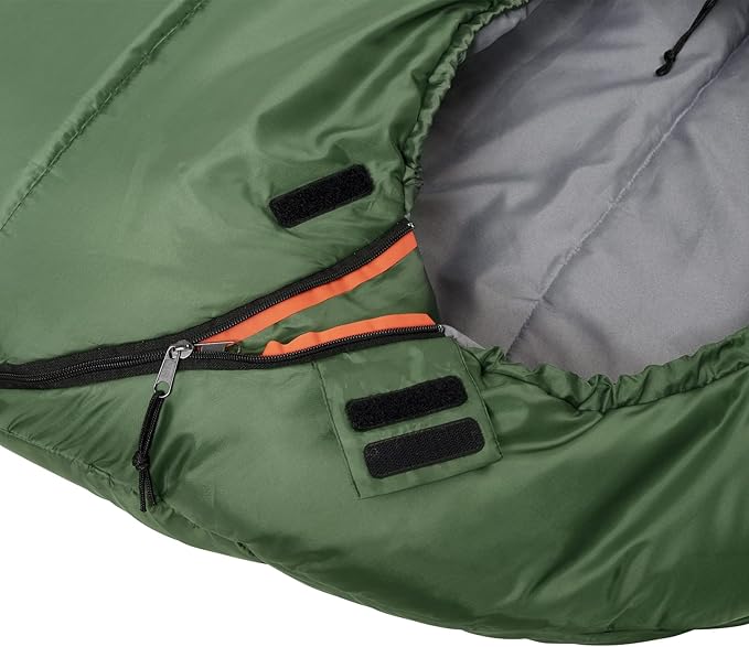 Amazon Basics 20°F Cold Weather Mummy Sleeping Bag, 82 Inches x 33 Inches, Olive Green