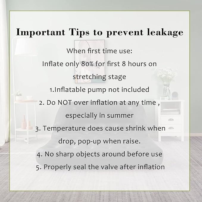 Inflatable Couch Air Sofa Bed, Blow Up Sofa for Camping Waterproof, Black