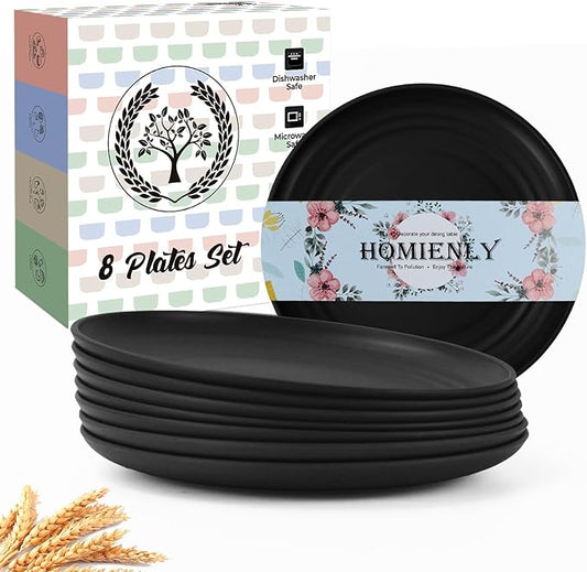 Homienly 5.7 Inch Small Plates, Wheat Straw Mini Plate,Set of 8, Unbreakable Dessert Dishes Plates,Plate Set Ideal for Dessert, Appetizers, Small Serving, Side Dish, Black
