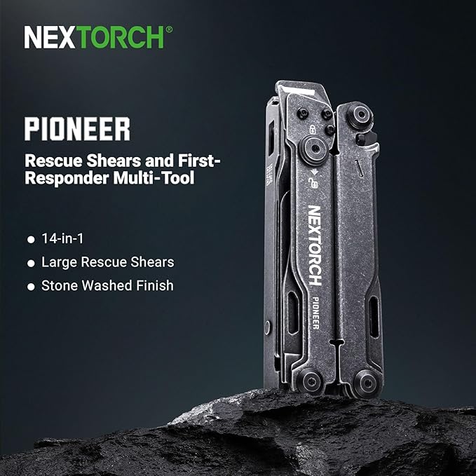 NEXTORCH PIONEER 14-IN-1 Multi-tools Full-Size,Versatile Multi-tool Set with Scissors Needle Nose Pliers Pocket Clip Multi-tool (STONE WASHED FINISH)