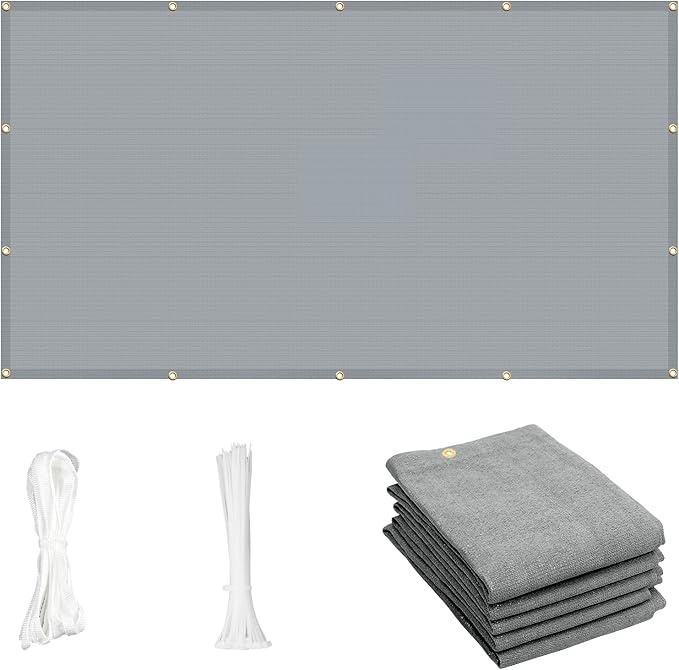 Cool Area Sun Shade Cloth with Grommets 6×16 FT Shade Panel Shade Tarp Screen Fabic for Outdoor Patio Pergola Cover Deck Garden, Silver (Customized)