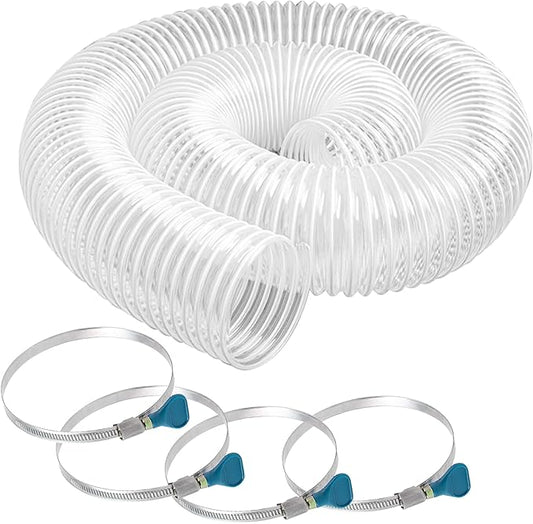 Heavy PVC Dust Collection Hose 4" x 10', 4 Inch Dust Collection Hose Flexible Clear PVC with Carbon Steel Wire Coil for Dust Collectors by Oycevila