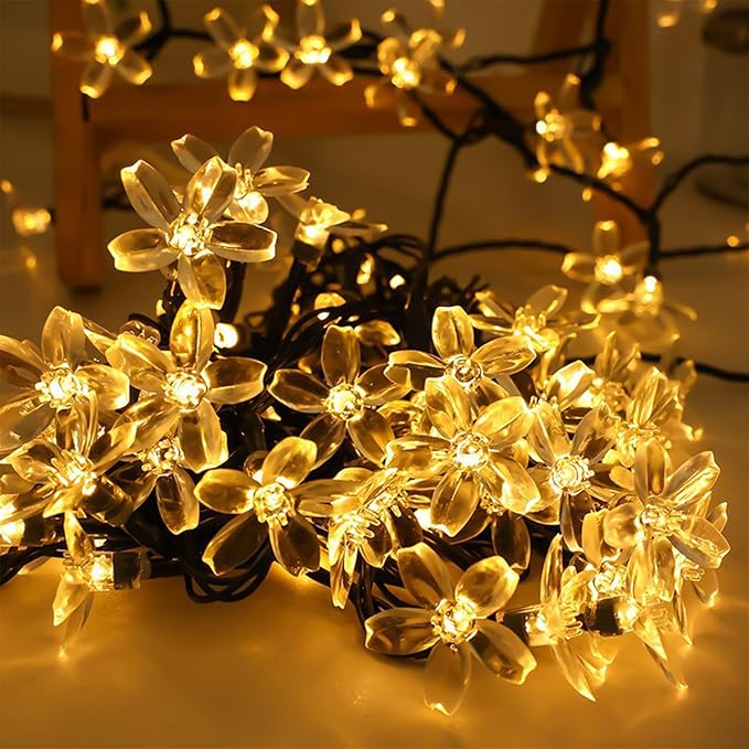 Cherry Blossom Flower String Lights for Bedroom Decor, 33ft 100 LED USB Plug in Decorative Twinkle Fairy Light with Timer for Christmas Easter Tree Window Wall Garland Hanging Decoration (Warm White)