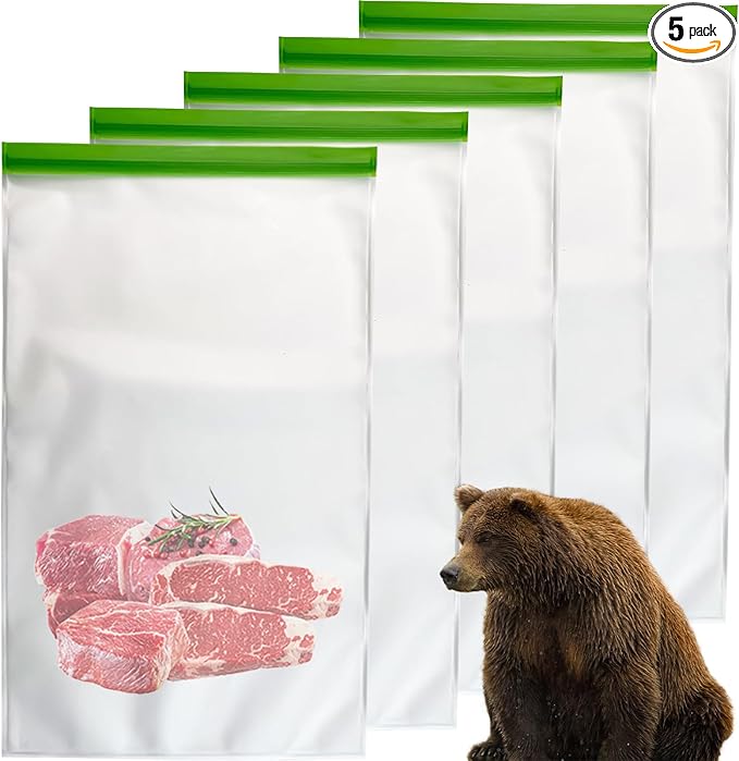 Bear Bags for Food Backpacking- Odor Proof Storage Bags 7.87 Mil Reusable No-Odor Ziplock Barrier Bags Fit Home Organization Camping, Food Storage (5pack)