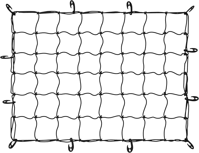 ARKSEN 36" x 48" Heavy Duty Tangle-Free Nylon Cargo Net (6" x 6" Mesh) Universal Bungee Stretches for Pickup, Truck, Bed, SUV, Roof Rack & Travel Luggage Rack