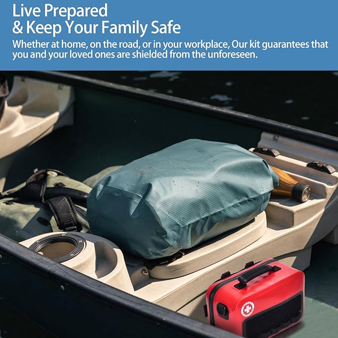 Best Survivor Waterproof First Aid Kits -348 Piece Comprehensive Trauma Kit, Emergency Medical Kit for Marine, Outdoor, Camping, Hurricanes, Boating and Car -with Labeled Compartments for Easy Access