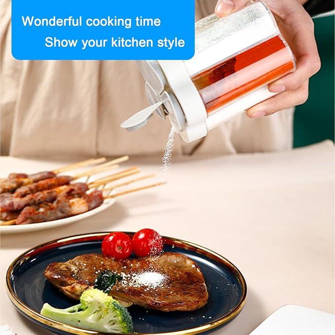 2pcs Travel Spice Container ，5 in 1Portable Camping Seasoning Shaker，Clear Plastic Condiment Bottle for Travel，Camper, Hiking, BBQ, Picnicn.