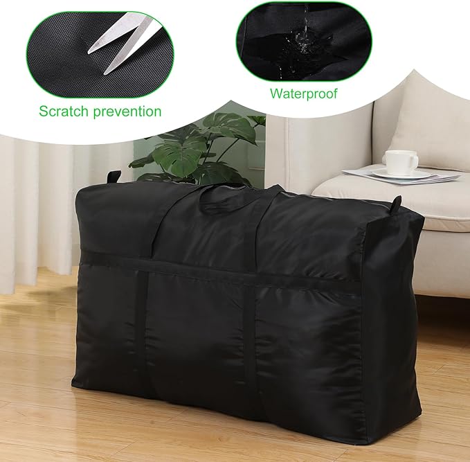 186L-45 Gallon Multipurpose Extra Large Storage Totes, Heavy Duty Totes, College, Christmas Tree, Foldable Travel Duffle Bags for Space Saving Moving Storage