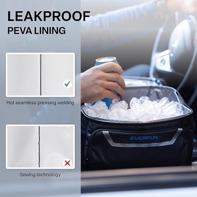 EVERFUN Small Cooler Lunch Box Mini Leak-Proof Soft Double Deck 24 Can Personal Insulated Collapsible Portable Waterproof Lunch Bag Ice Chest for Men Women Work Travel Car Picnic Beach