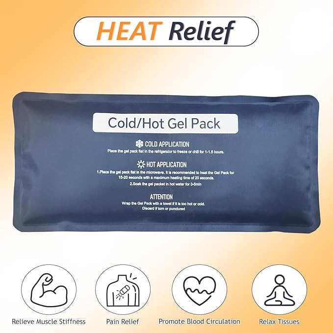Hot & Cold Gel Packs for Pain Relief 12x16 Inch Ice Packs Reusable Blue Cold Packs for Swelling, Bruises, Injuries, Surgery, Toothache