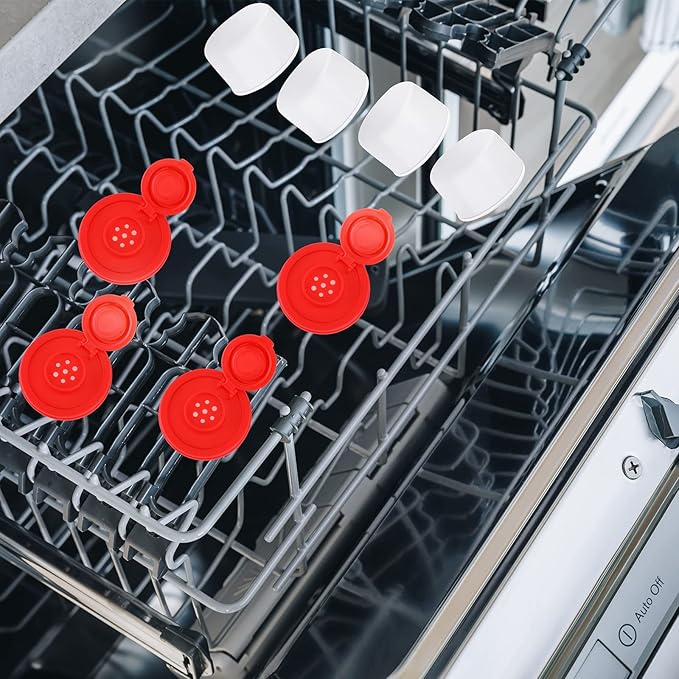 4 Pcs Salt and Pepper Shakers Set Mini Plastic Pepper Shaker with Lid Damp Proof Popcorn Containers Clear Spice Jars Salt Shaker for Travel Camping Picnic Lunch Dining Kitchen (Red, Small)