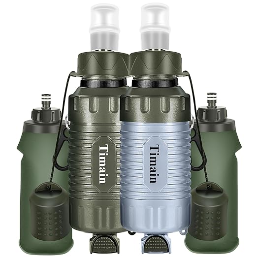 2 Pack Timain Portable Personal Water Filter Straw,Water Purifier Survival for Emergency Preparedness,Outdoor Activities,Travel,Camping, Hiking,Fishing,Hunting.