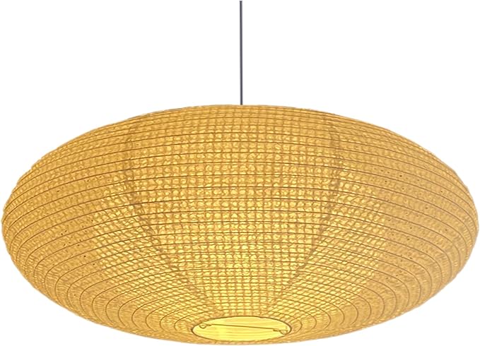 Hytsoeee(19.69Inch) Double-Layer Paper Lamp Shade, Beige Oblate Paper Lantern Pendant Light Shade,Bohemian Folding Ceiling light Shade, Paper Lantern Lamp Shade for Bedroom,Apartment (19.69inches)