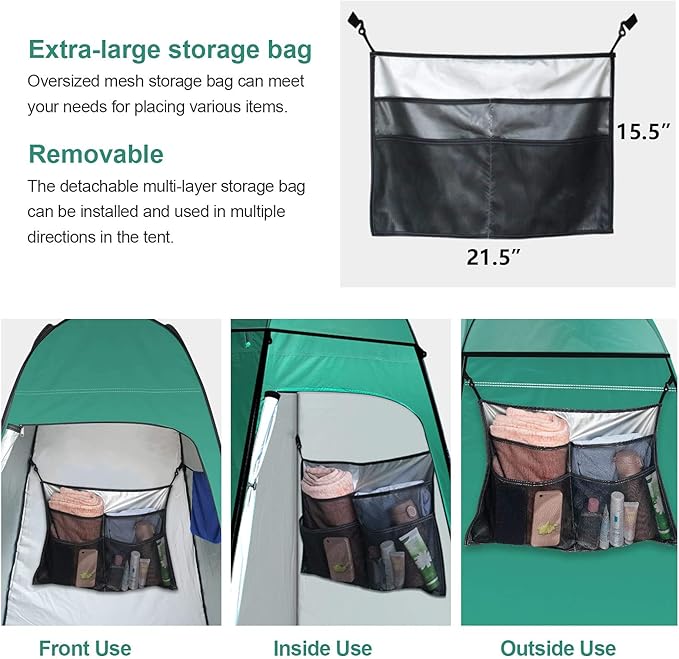 anngrowy Shower Tent Pop-Up Privacy Tent Camping Portable Toilet Tent Outdoor Camp Bathroom Changing Dressing Room Instant Privacy Shelters for Hiking Beach Picnic Fishing Potty, Extra-Tall, UPF 50+