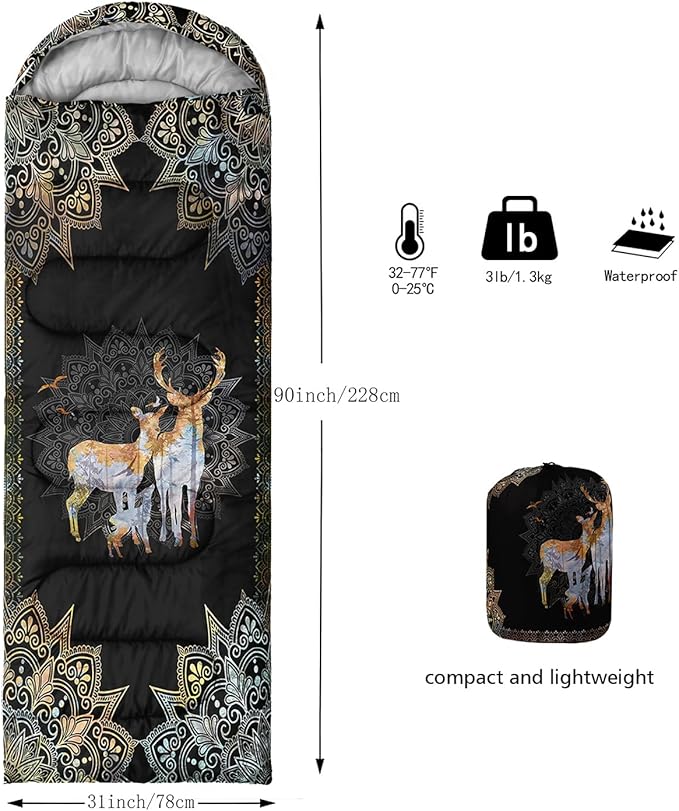 CVHOUSE Camping Sleeping Bags,3 Season Warm & Cool Weather,Lightweight,Waterproof Sleeping Bags for Adults & Kids,Traveling,and Outdoors,Camping Gear Equipment