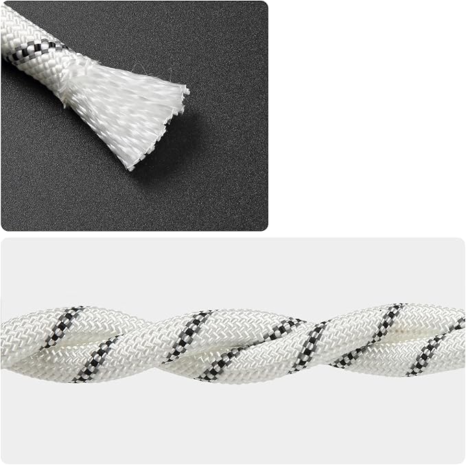1/2 in x 16 ft Boat Marine Rope for Canyoneering, Floating, Fishing, Rafting, Camping, Hiking, Hunting, Anchor, Arborist Tree, Rafting, Rescue, Knotting Practice Nylon/Polyester White