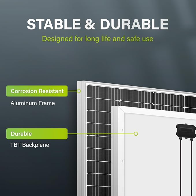 Newpowa 10BB 200W 24V Monocrystalline 200 Watt 24Volt Solar Panel Designed for 24V Charge System Off Grid, High Efficiency Mono Module RV Marine Boat Off Grid (200W New)