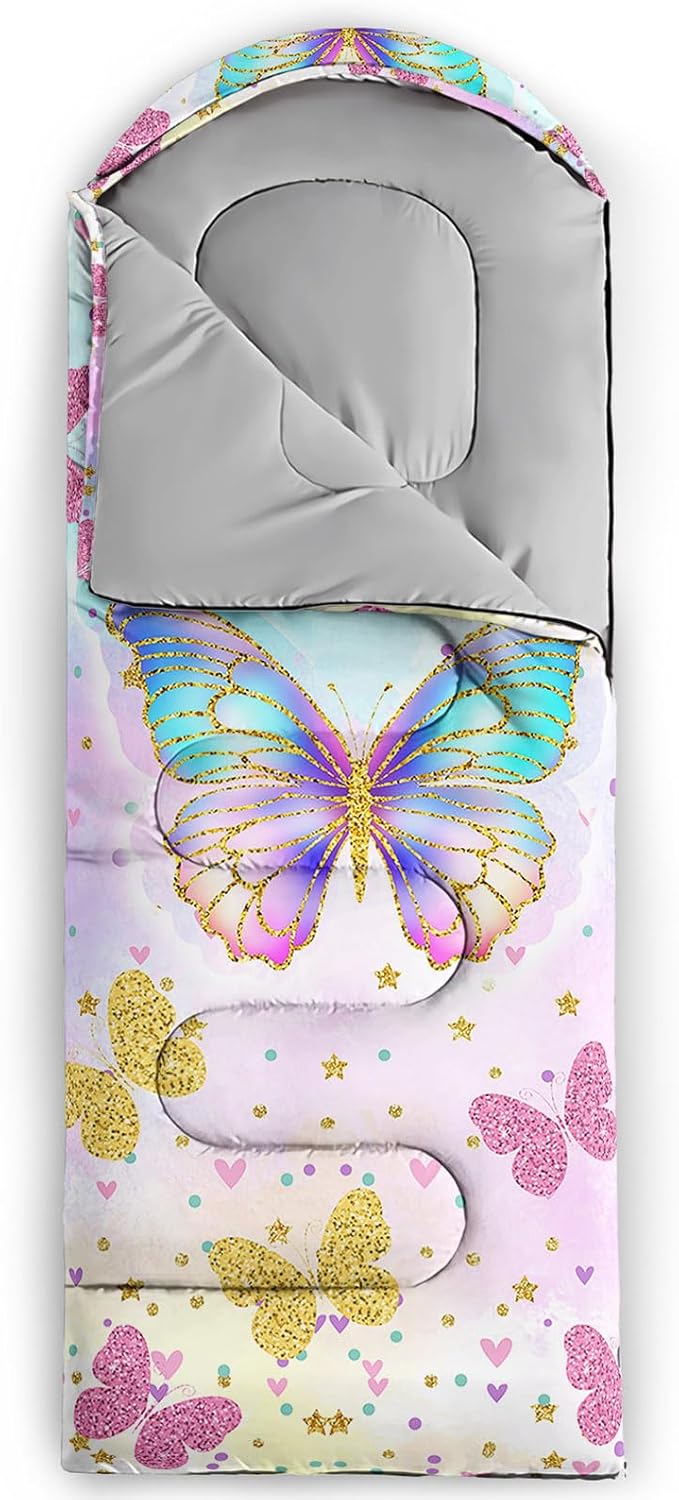 HOSIMA Dear Hunting Pattern Cold Weather Sleeping Bags for Adults,Black Light Weight Sleeping Bags for Kids Adults,WaterProof Sleeping Bags for Outdoors Hiking.