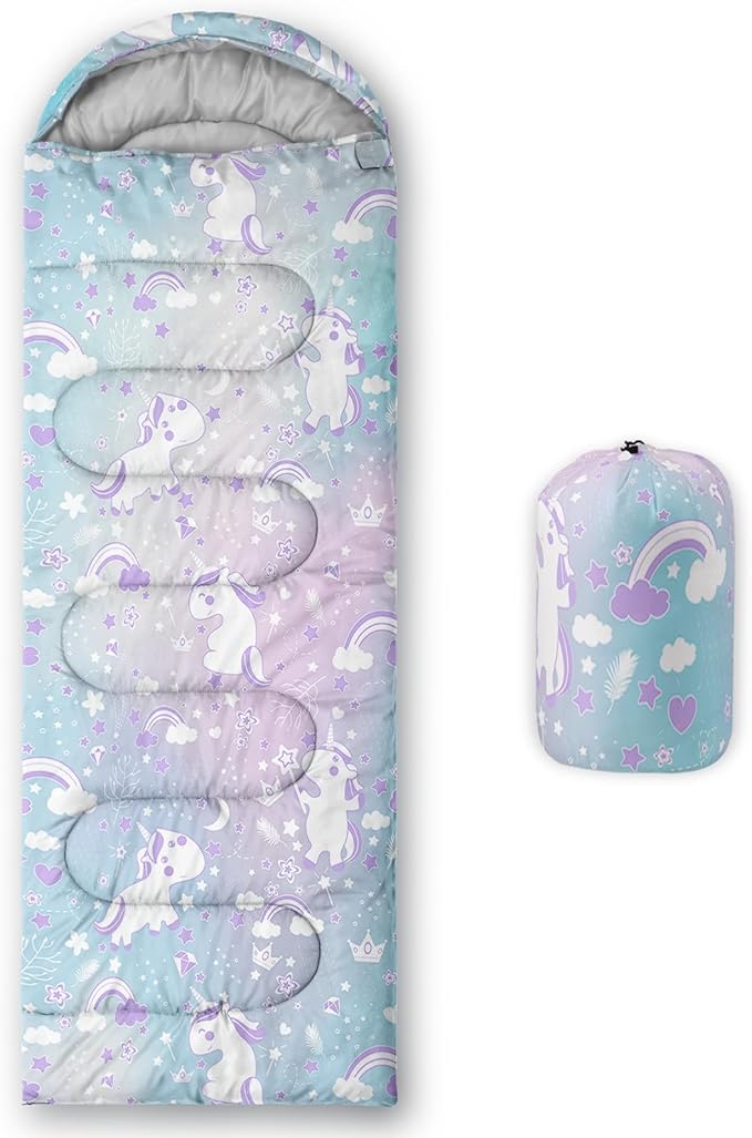 AILONEN Pink Lovely Rabbit Sleeping Bag for Girls Kids Adults,Warm and Cool Weather,Lightweight,Waterproof Backpacking,Cartoon Flowers Printed Bunny Sleeping Bag for Camping