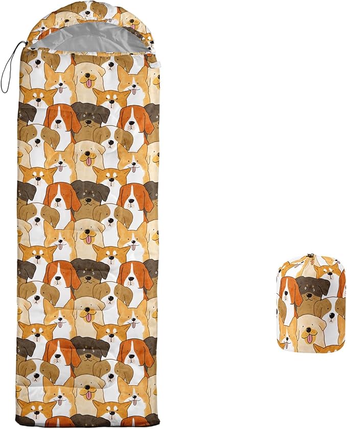 Galaxy Wolf Camping Sleeping Bags Warm & Cool Weather Waterproof Backpacking Blue Purple Starry Sky Sleeping Bag All Seasons Camping, for Adult Kids Boy Girls Camping Gear Equipment, Traveling