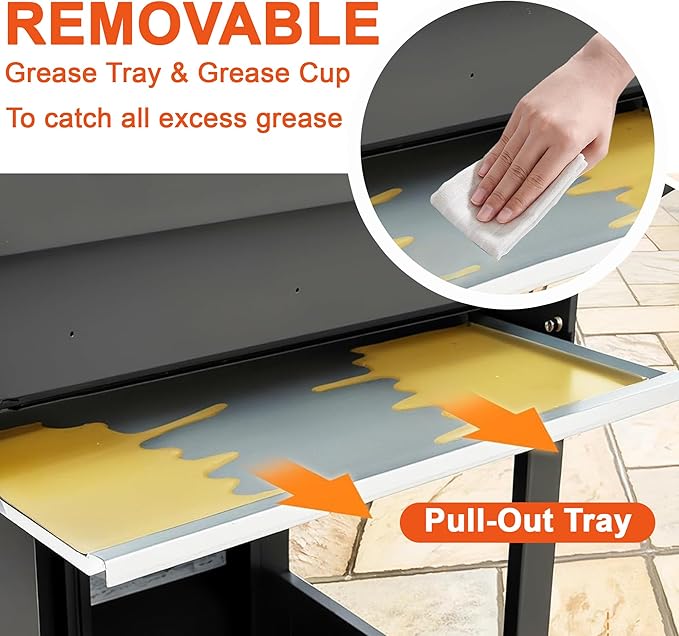 3-Burner BBQ Propane Gas Grill with Side Burner, 40,500 BTU Stainless Steel Patio Barbecue Grill with Waterproof Cover, Pull Out Grease Tray, For Camping, Outdoor Cooking (Style1)