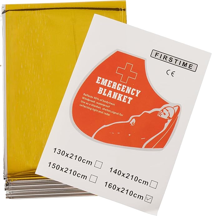 Bramble 10 Pack Extra Large Foil Mylar Emergency Blankets for Survival 83x63, Heat Reflective Thermal Space Blanket, Emergency Foil Blanket for Camping, Outdoor, First Aid