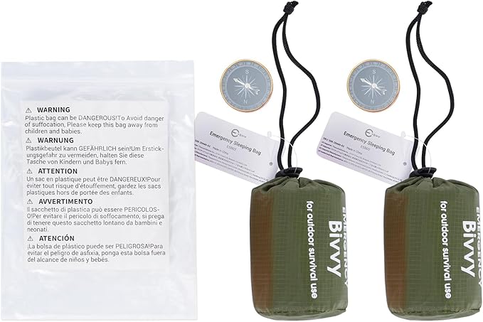 Esky Emergency Sleeping Bag, Portable Emergency Blanket Thermal Bivy Sack, Waterproof Lightweight Survival Gear with Compass for Camping Hiking Outdoor Adventure
