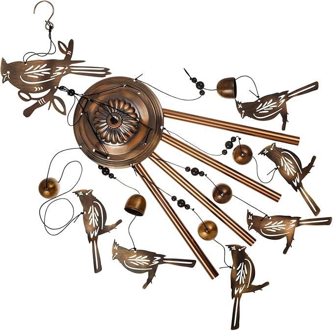 Bronze Cardinal Wind Chimes for Home, Garden, Balconies, Rooms, Patio, Indoor, Outside Decor, Memorial Wind Bell, Retro Wind Catcher, Outdoor Blessing Wind Chime Gifts for Mom, Women, Grandma, Family