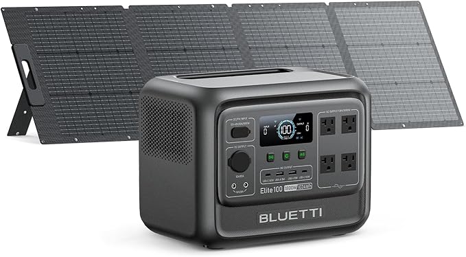 BLUETTI Elite 100 V2 Portable Power Station with 200W Solar Panel (ships separately), 1024Wh Solar Generator w/ 4 1800W AC Outlets, for Camping, Emergencies, Backup Power (2025 New)