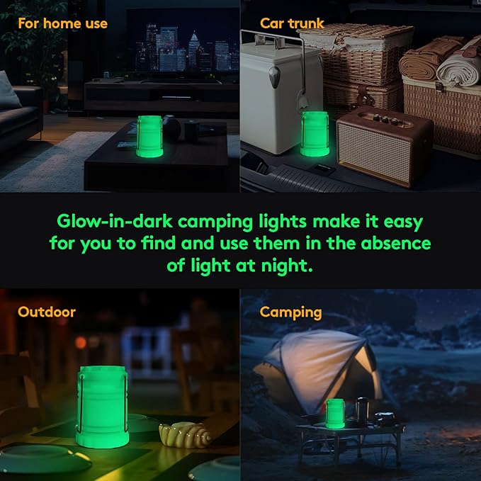 KUNHE LED 20 Pack Glow-in-The-Dark Camping Lanterns Battery Powered (Includes 60 AA Alkaline Batteries) 350 Lumens IPX4 Water Resistant Lanterns for Power Outages Emergency Hurricane Storms