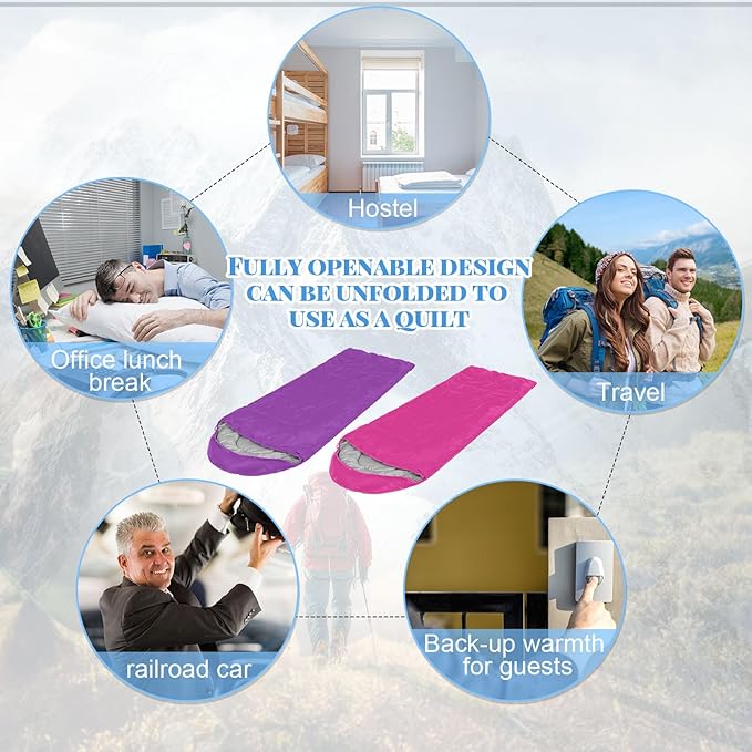 10 Pcs 0 Degree Camping Sleeping Bags Bulk for Adults Cold Weather Sleeping Bags 4 Season Warm Waterproof Lightweight with Compression Sack for Backpacking Hiking Travel Homeless