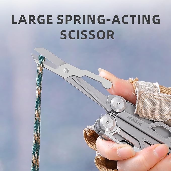 HANSHI Multitool Pliers, 22-in-1 YG10 Tungsten Steel Multi Tool with Scissors,Replaceable Wire Cutters, Flint, Window Breaker, Back Clip,Ideal for Camping, Survival and Gift (Sliver)