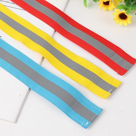 4PCS Reflective Wrist Strap 4x1.5cm Safety Gear Reflective Wristbands High Visibility Bike Ankle Bands Reflector Armband Self-Adhesive Reflective Bands for Walking,Night Sports Sky Blue