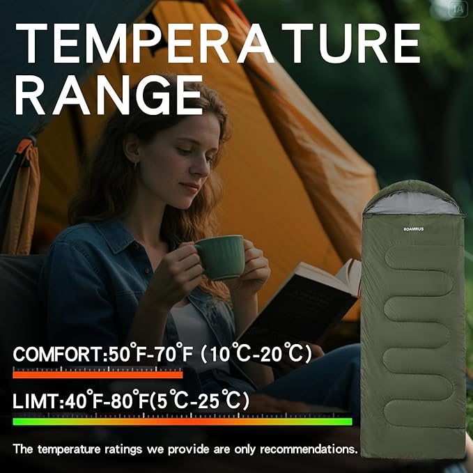 3 Seasons Sleeping Bags for Adults, Portable, Waterproof, Lightweight,with Storage Sack for Outdoor & Indoor, Hiking, Camping, Warm & Cold Weather Sleeping Bag for kids 10-12, Girls, Boys Mens